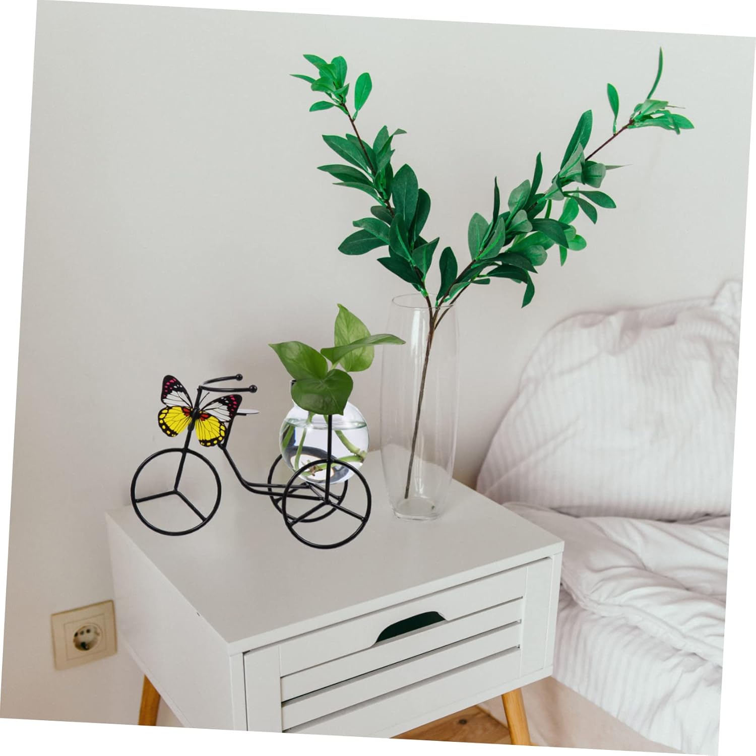 Petryzoom Pedicab Glass Hydroponic Vase with Wrought Iron Holder