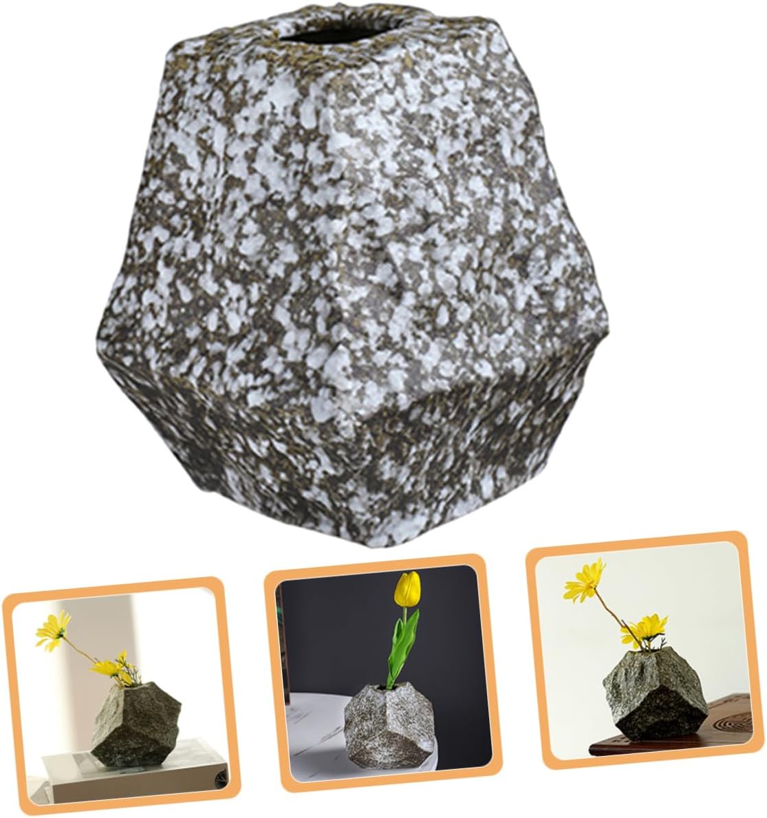 PRETYZOOM Modern Ceramic Vase with Abstract Rock Pattern