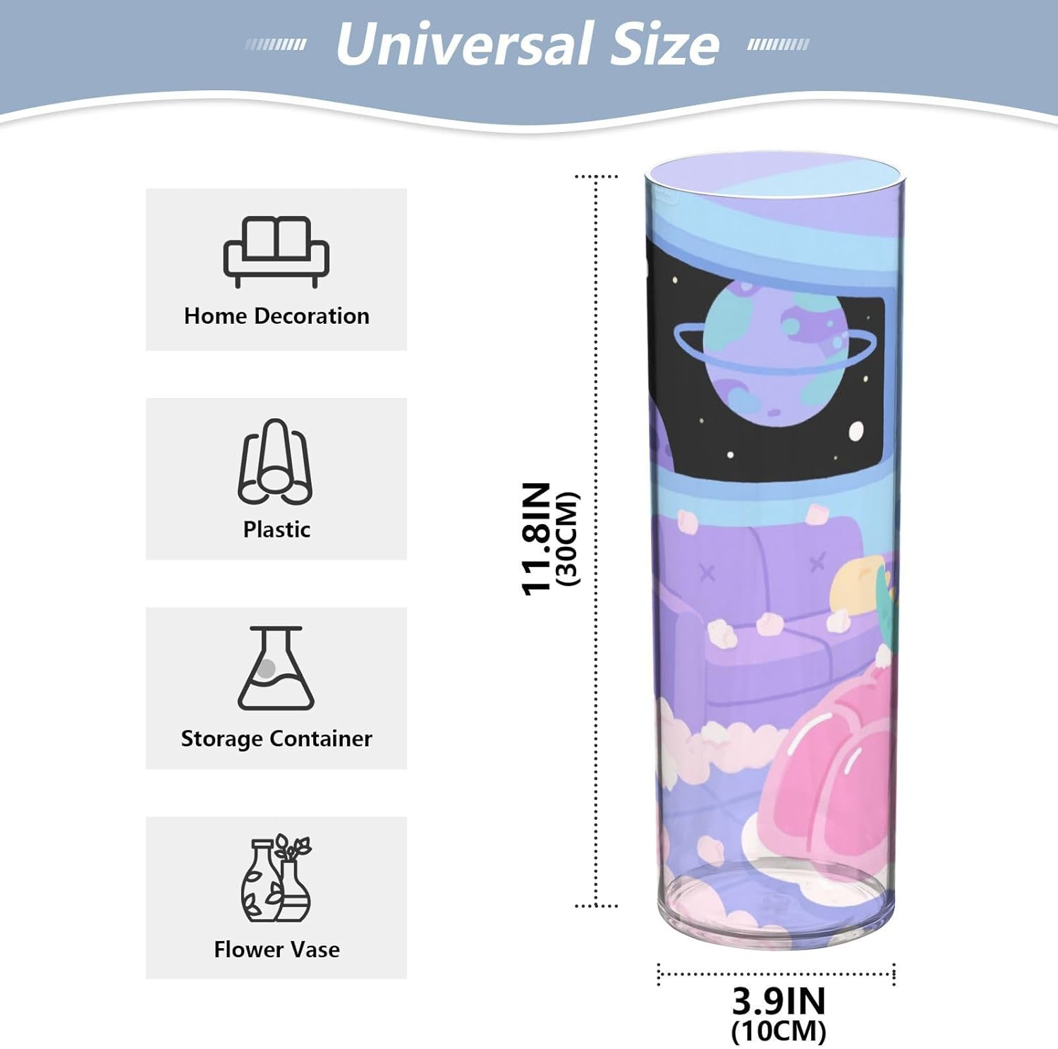 Cartoon Astronauts Dinosaur Purple Plastic Vase 118x39 Inch
