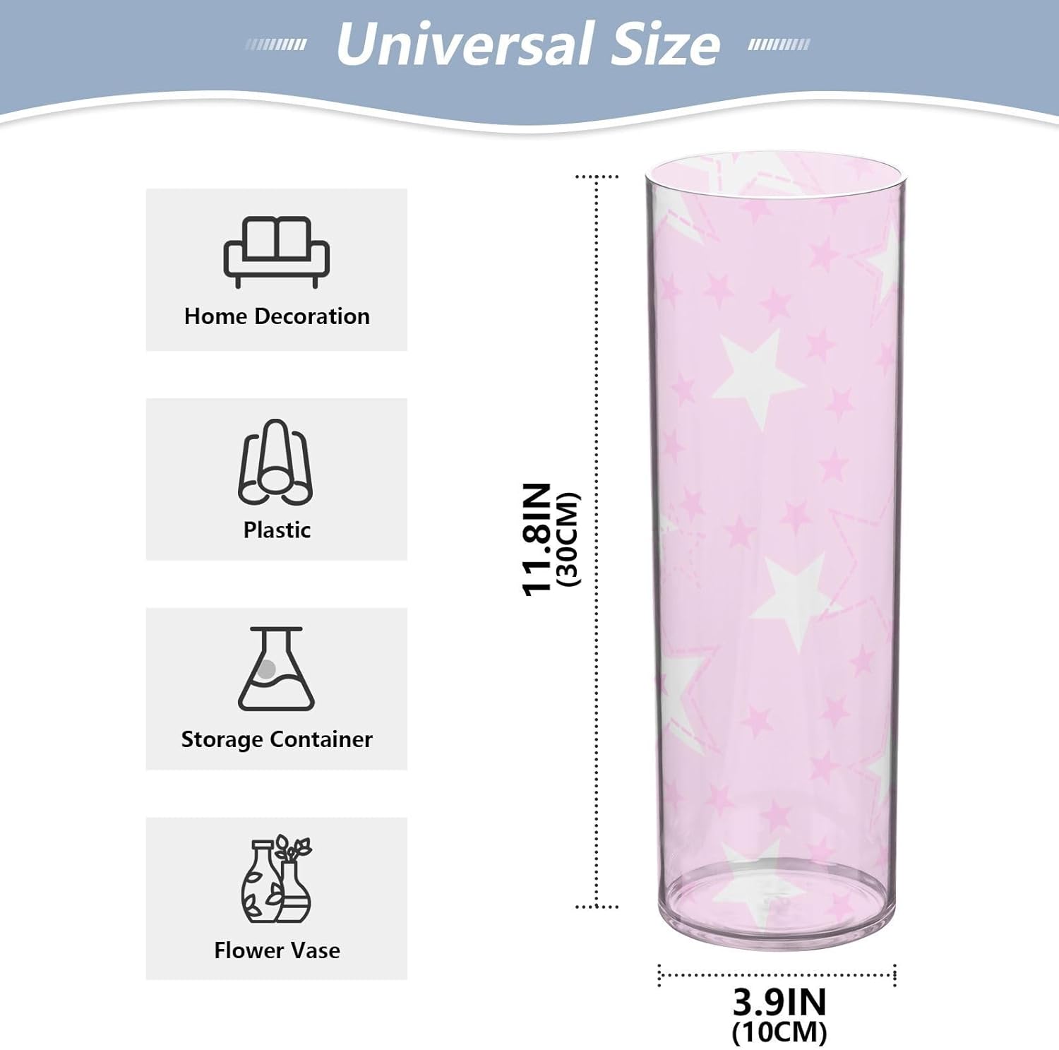 Different Stars Baby Peach White Plastic Hurricane Vase 118 x 39 Inch