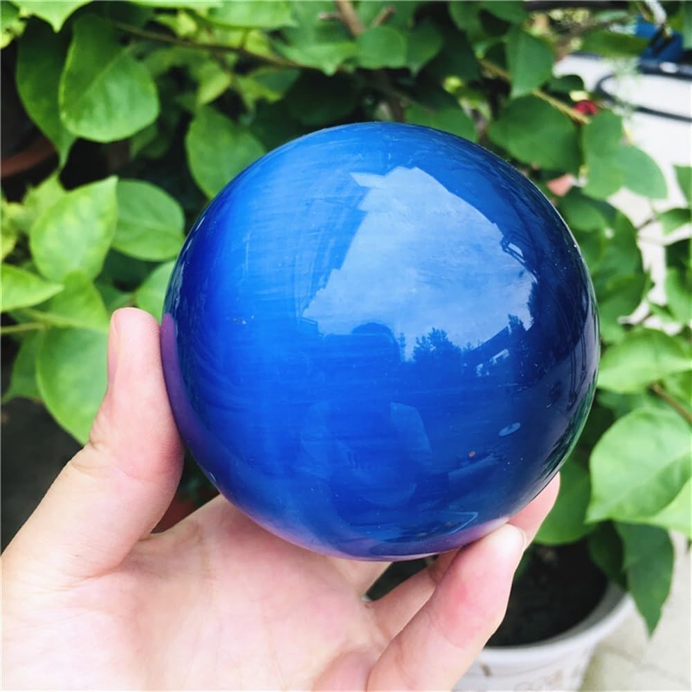 KatLin Natural Quartz Deep Blue Cat Eye Healing Ball