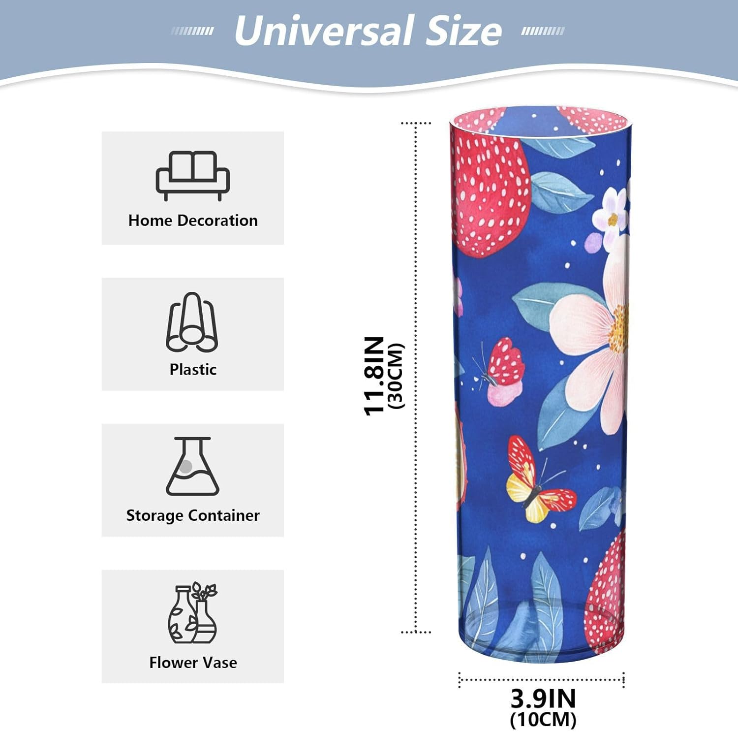 Cute Lychee Fruit Royal Blue Plastic Flower Vase 118 x 39 Inch
