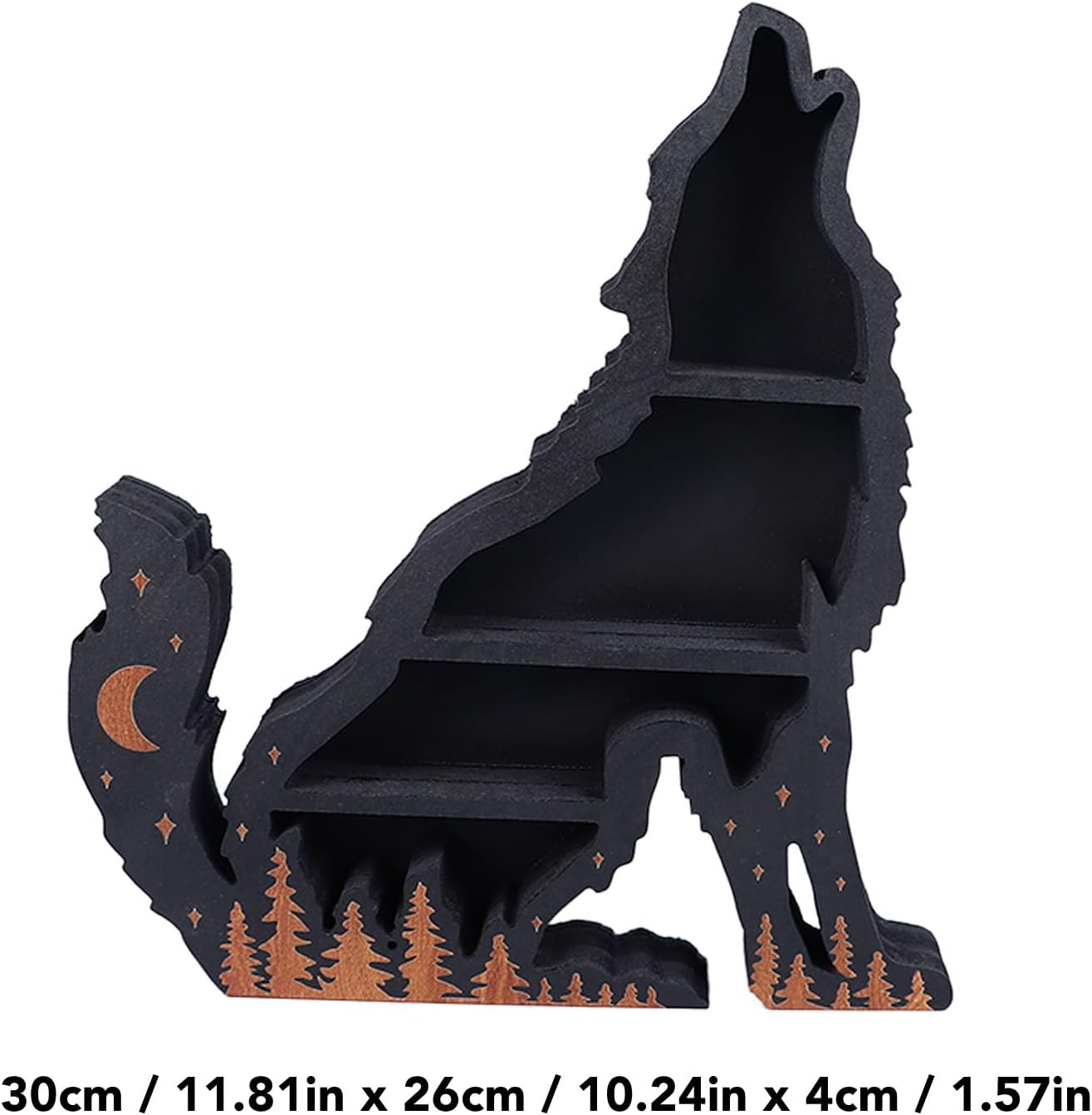 Pssopp Wolf Wooden Crystal Display Shelf