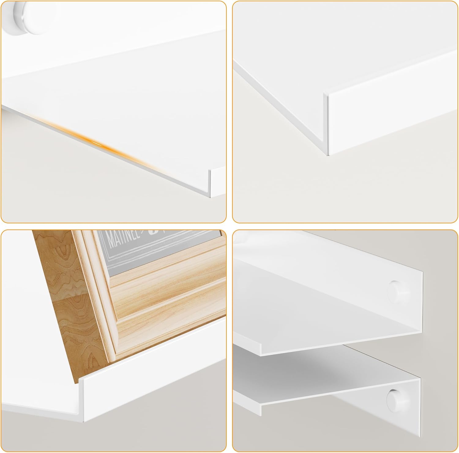 White Floating Wall Shelves Set of 2 157 Inch Metal