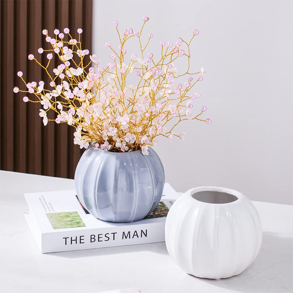 WAIT FLY Creative Pumpkin Shape Ceramic Vase Purple