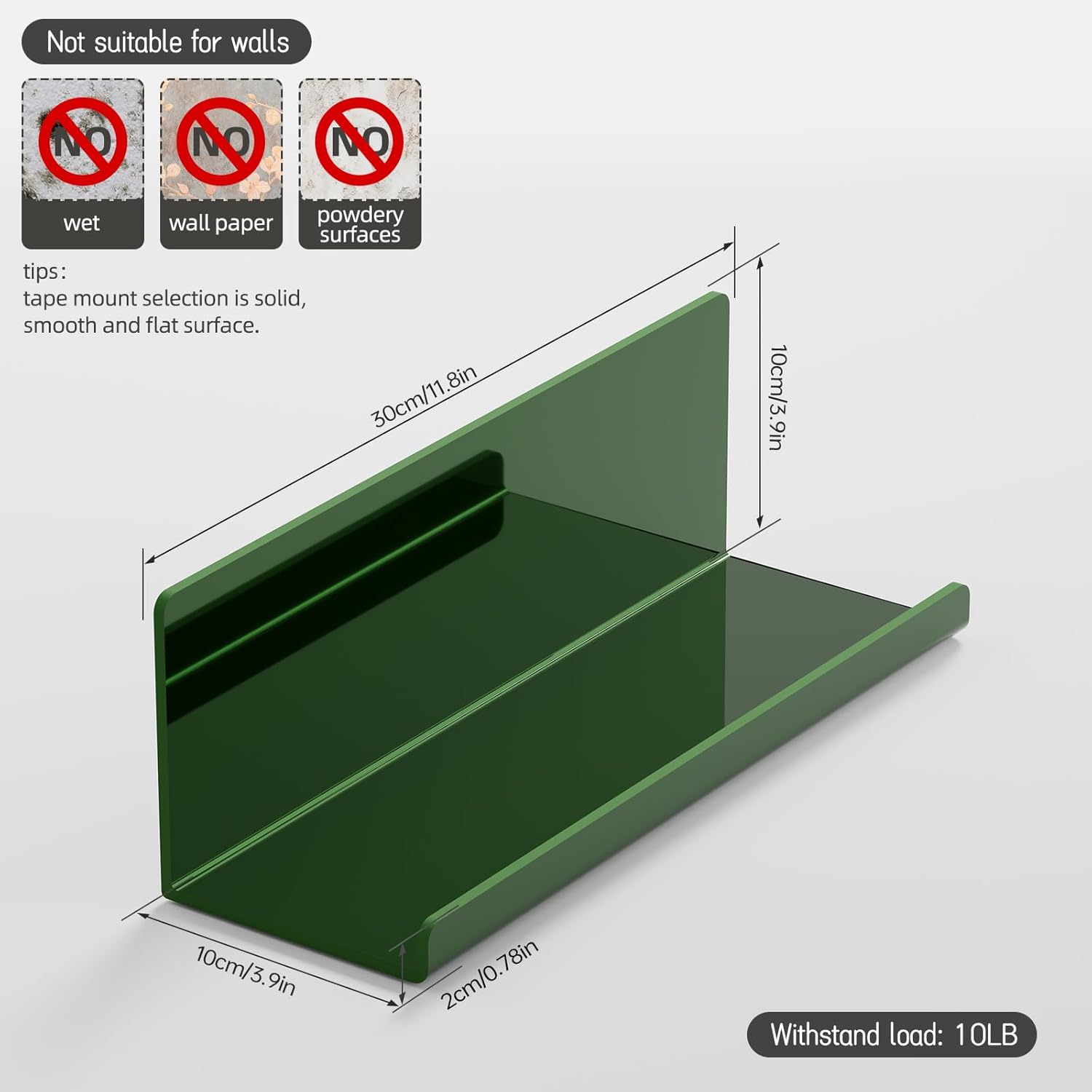 PAVSTINE 12 Inch Adhesive Floating Wall Shelf