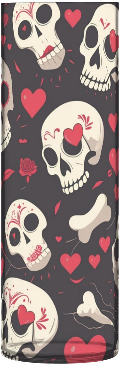 Skull Heart Valentine Plastic Cylinder Vase 118 x 39 Inch