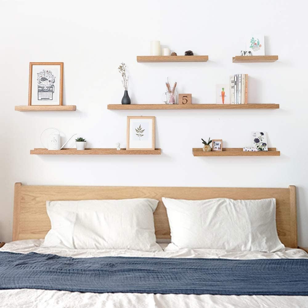 HOMWOO 12 Inch Floating Shelf Walnut Wood