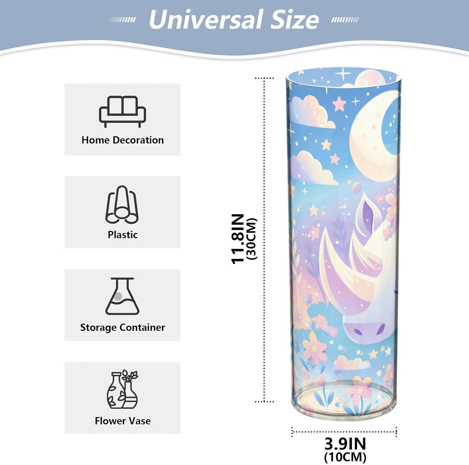 Purple Cartoon Rhino Plastic Flower Vase 118 x 39 Inch