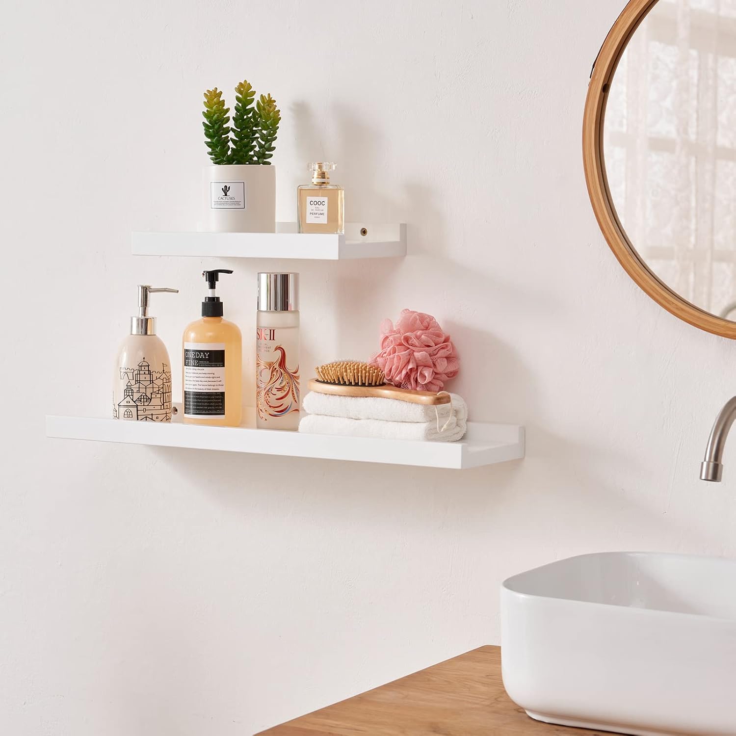 Floating Shelf White Oak Wood Wall Shelves 12 Inch Upgrade Width 6
