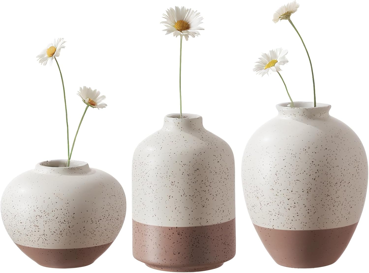 Ceramic Vase Set of 3 Rustic Farmhouse Decor