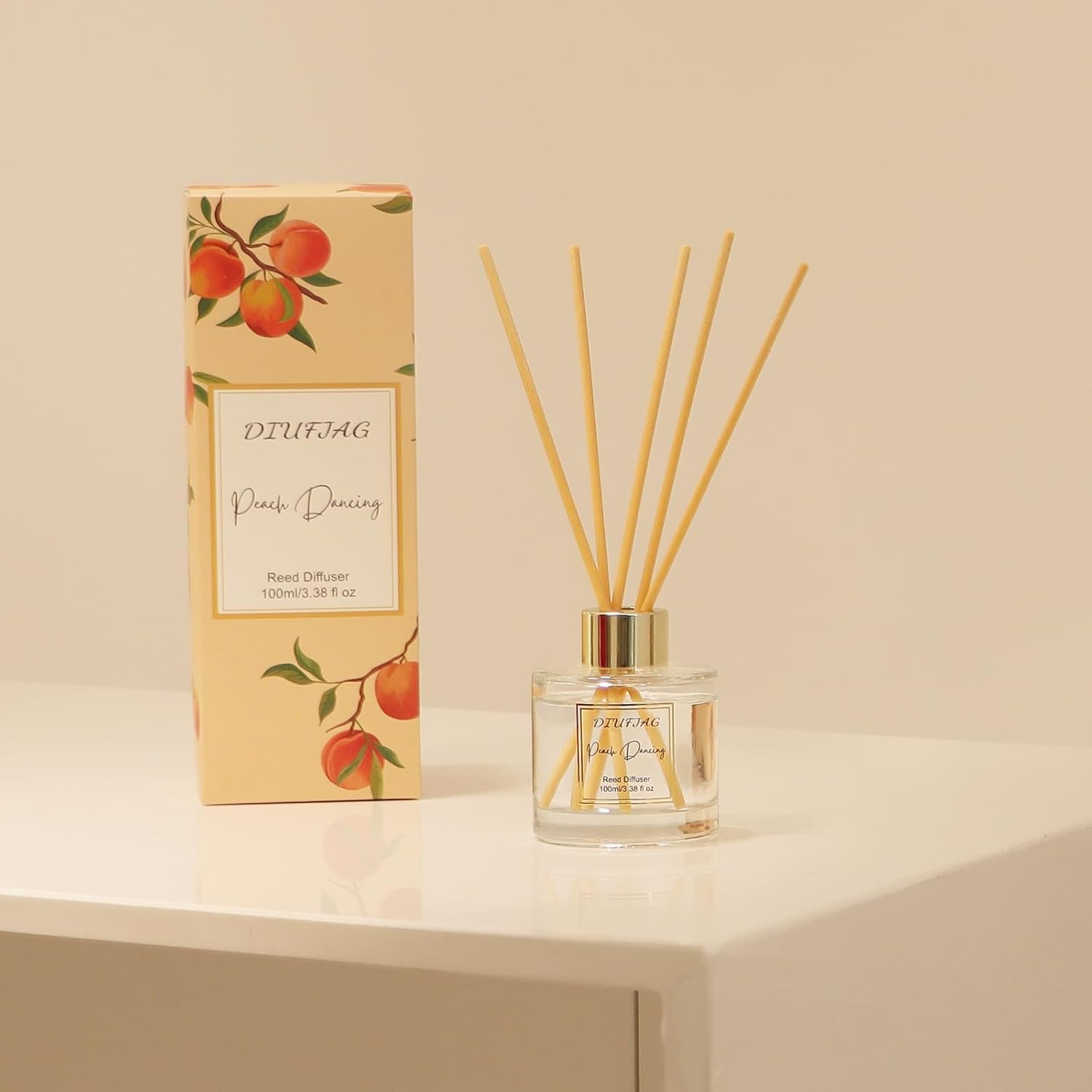 100ml Peach Scent Diffuser with 6 Fiber Sticks
