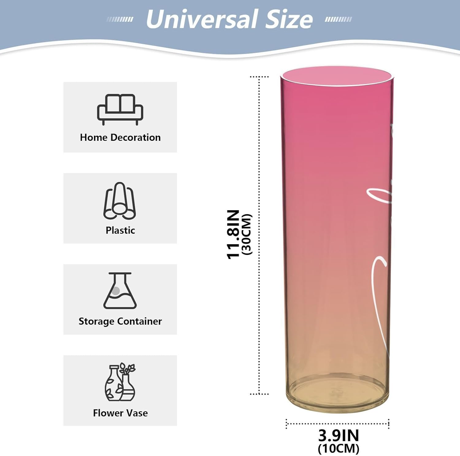Custom Pink Wheat Gradient Vase for Centerpieces