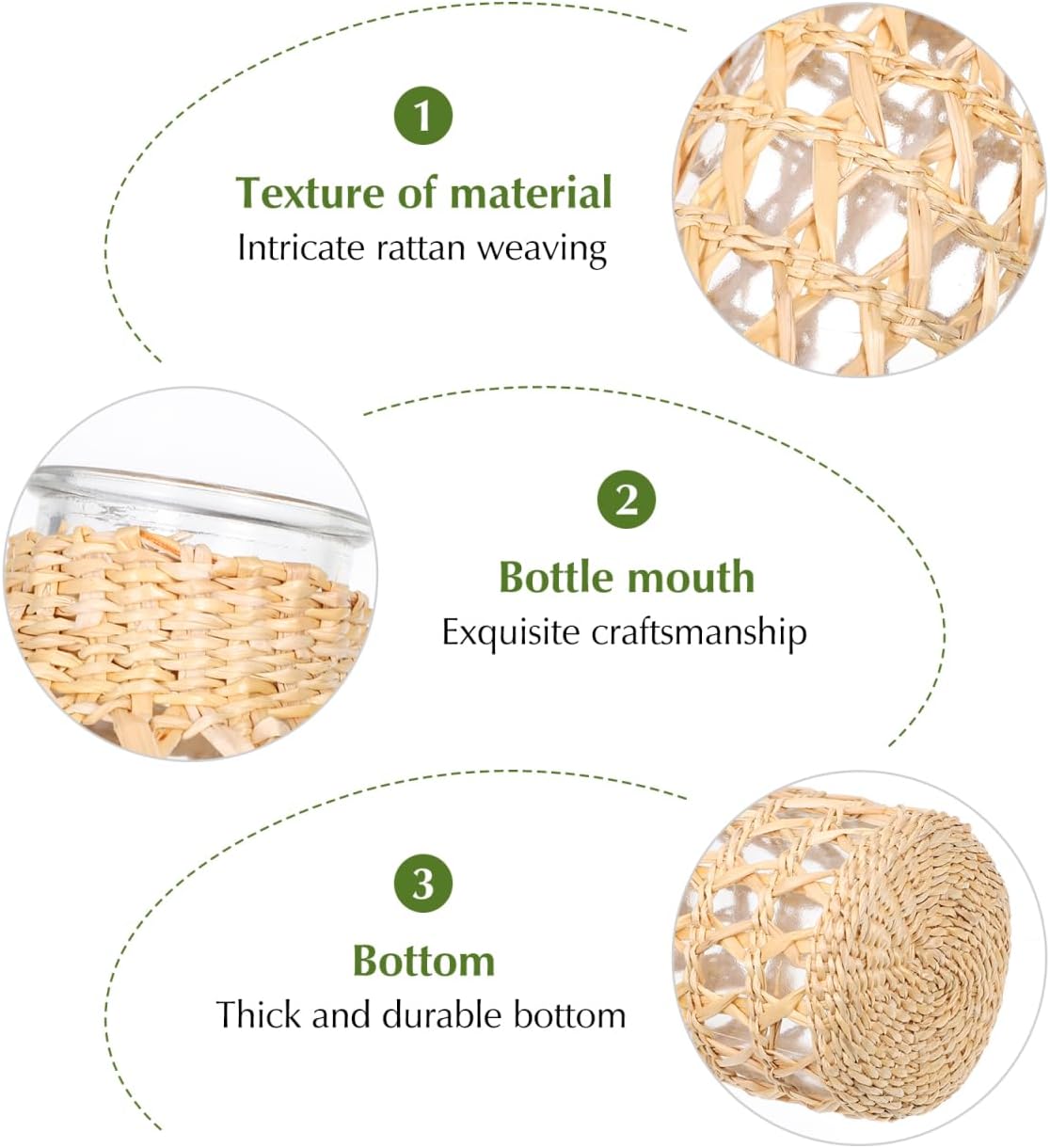 Angoily Glass Flower Vase with Rattan Woven Design