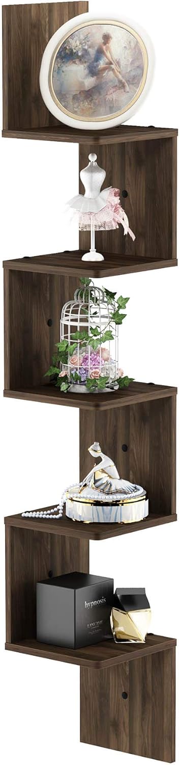Furinno Rossi 5-Tier Floating Corner Shelf
