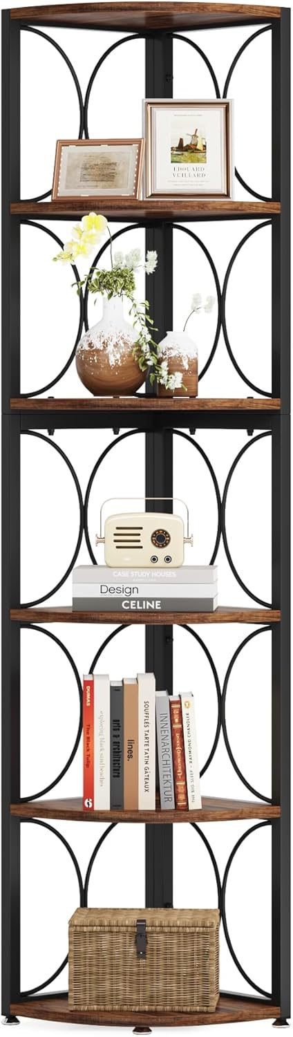 Tribesigns 67 Inch Tall Corner Shelf 6 Tier