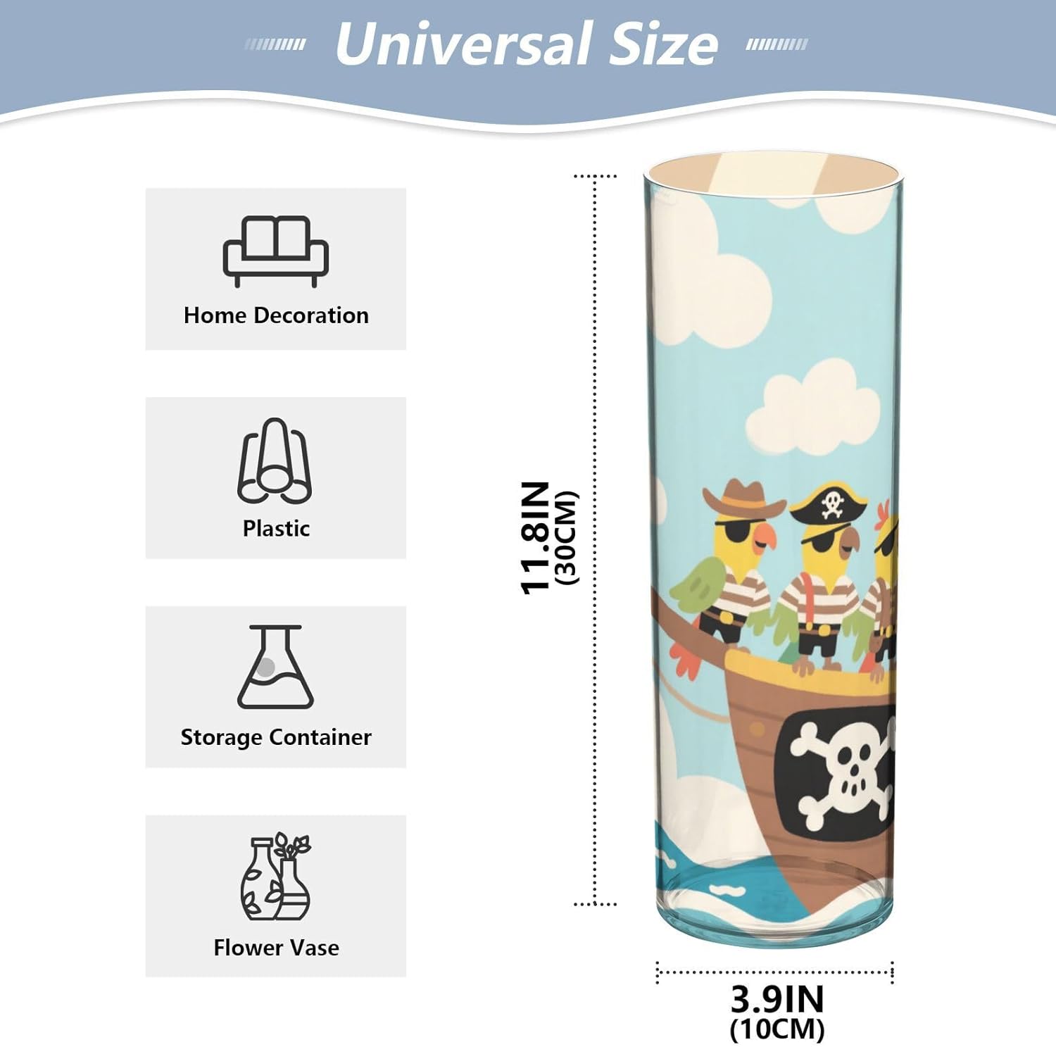 Cartoon Parrot Pirate Vase with Floating Candle Holder