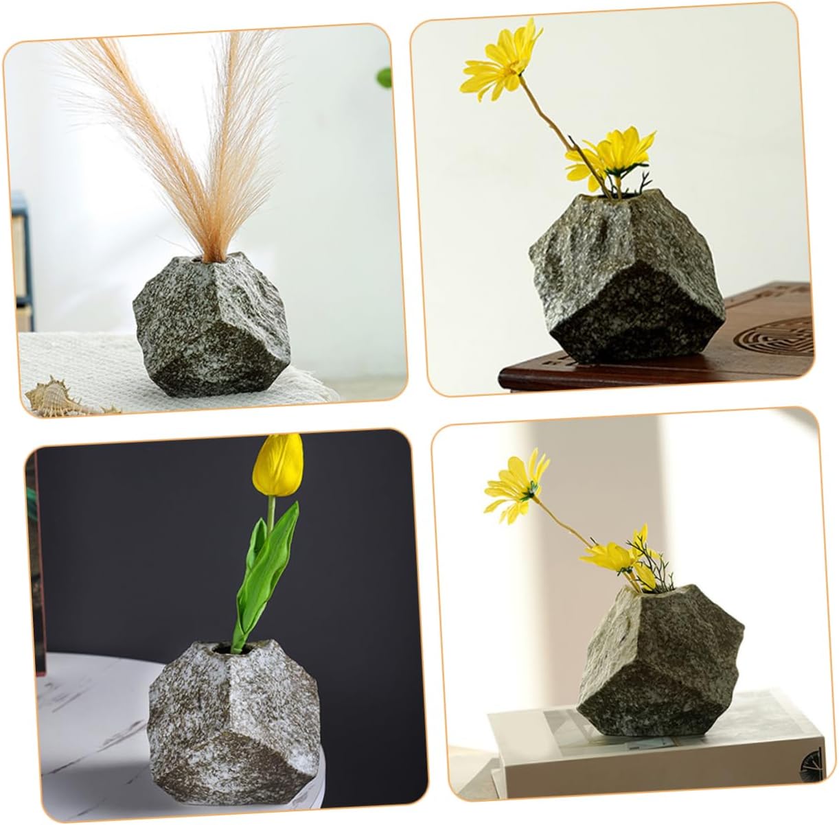 PRETYZOOM Modern Ceramic Vase with Abstract Rock Pattern