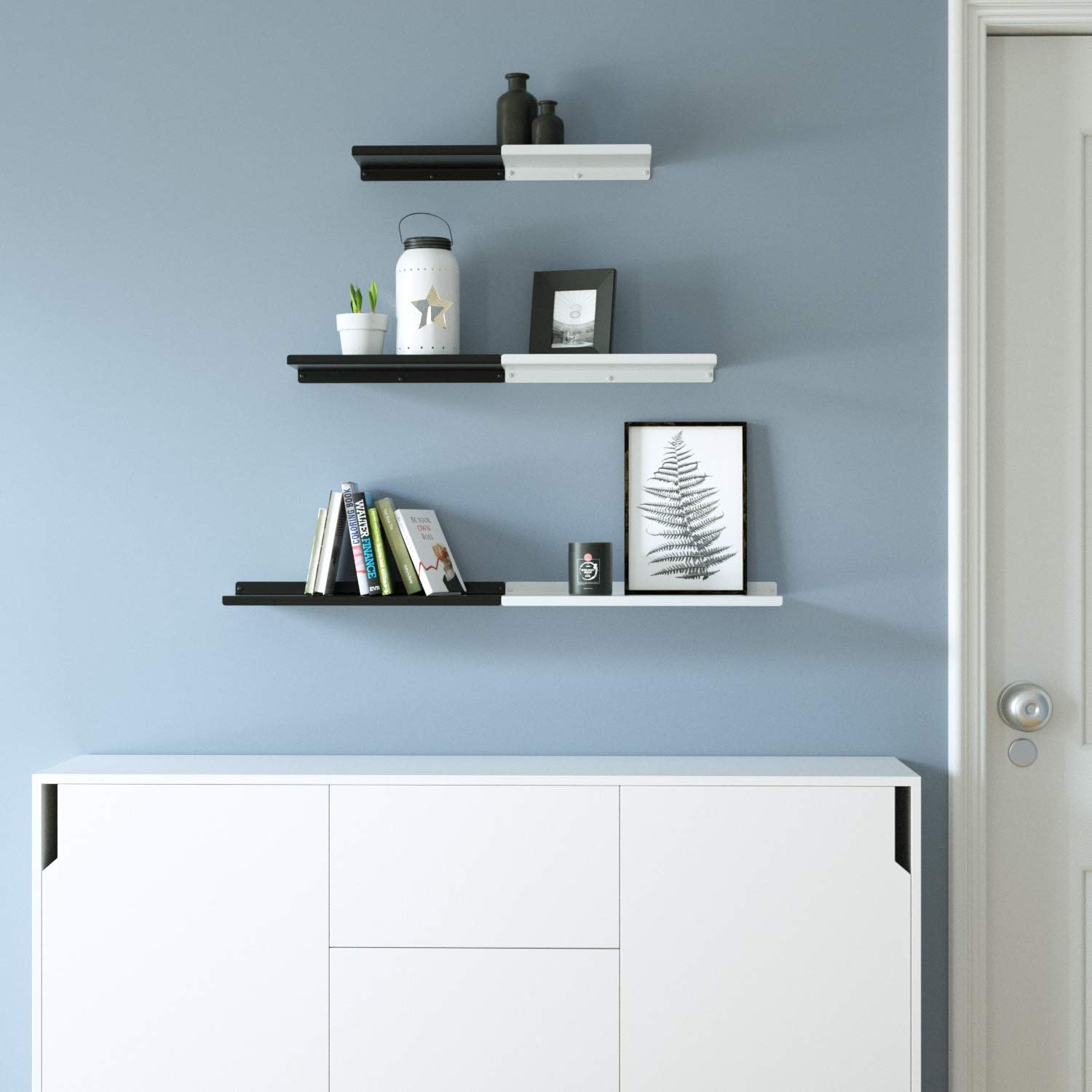 SRIWATANA Black Floating Shelves Set of 3 for Modern Home