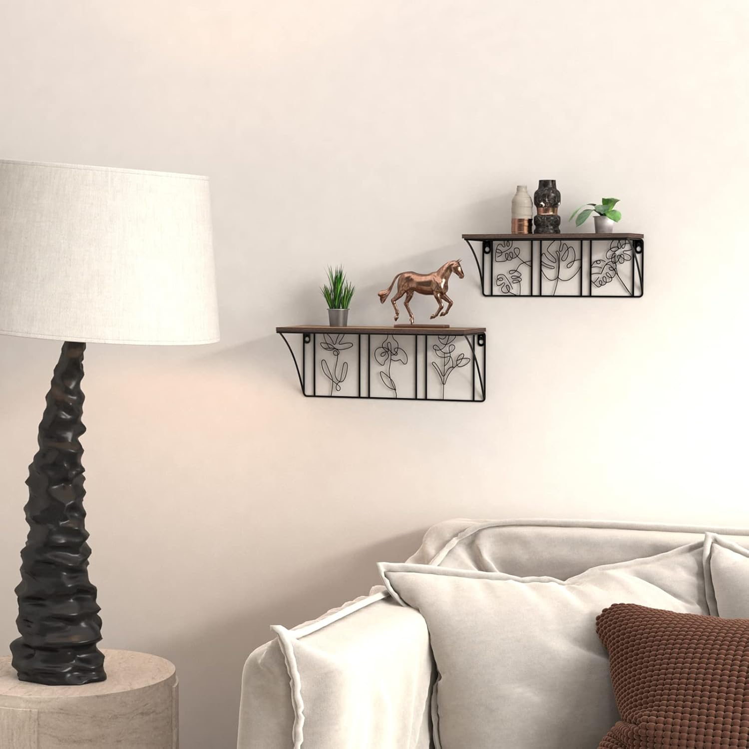 QUTREY Floating Shelves Set of 2 Minimalist Metal Wall Art