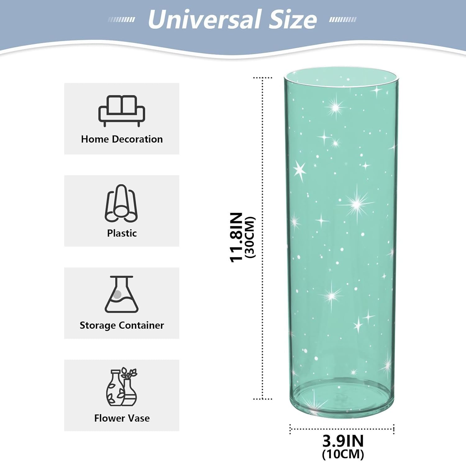 Sky and Stars Mint Green Hurricane Candle Holder 118 x 39 Inch
