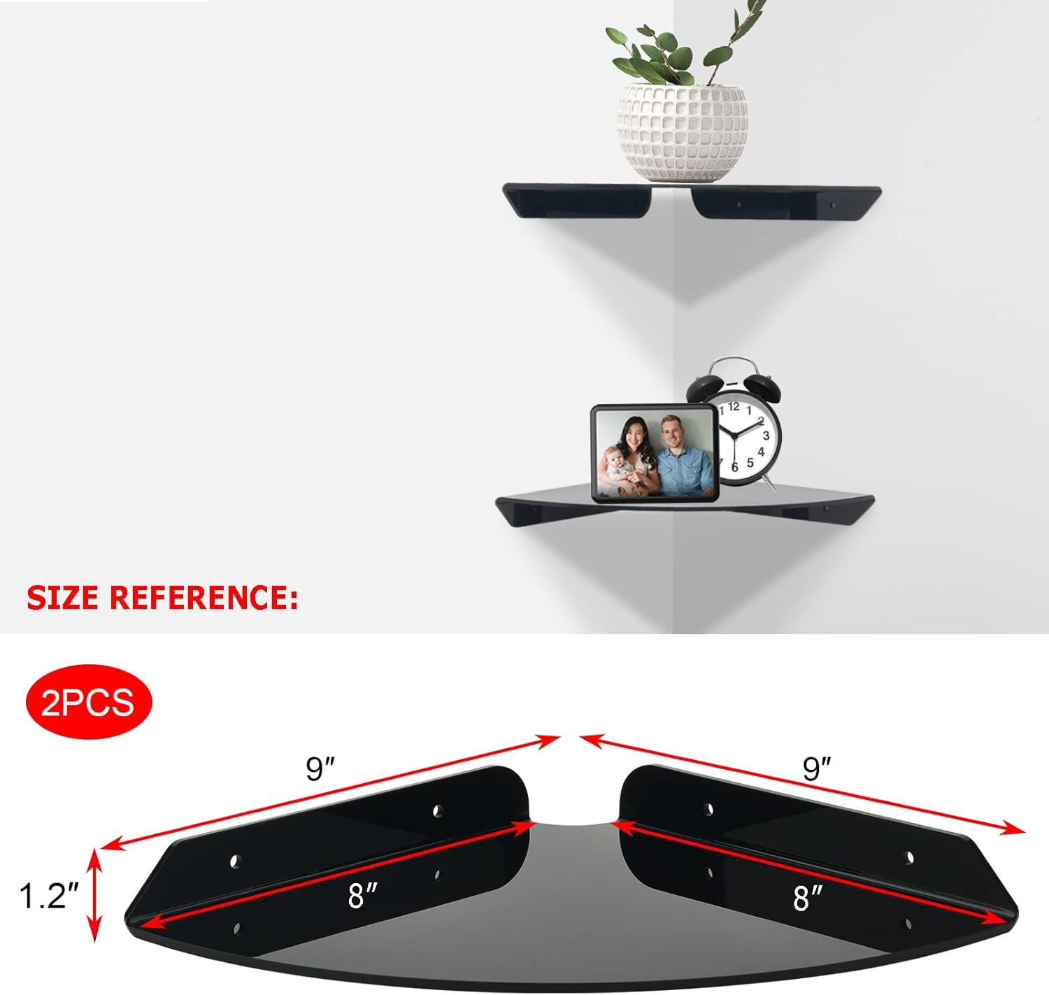 Cosmos Floating Corner Shelves Wall Mount 2 Pcs Black