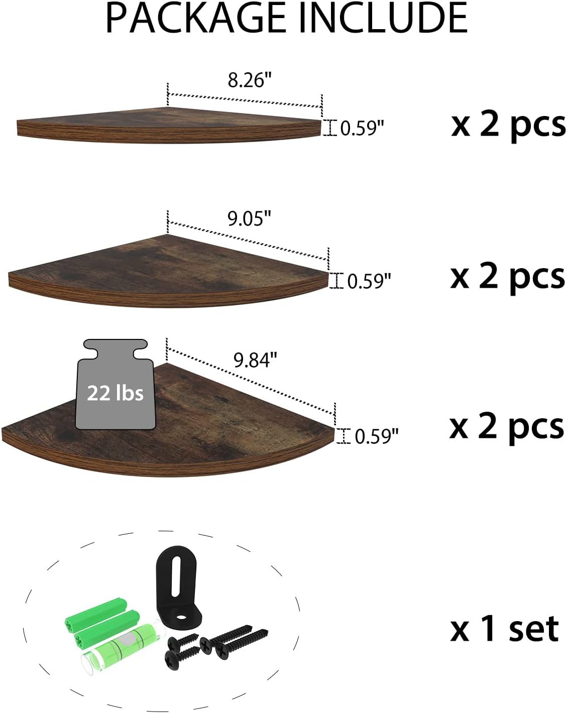 HORLIMER 6 Pack Floating Corner Shelves