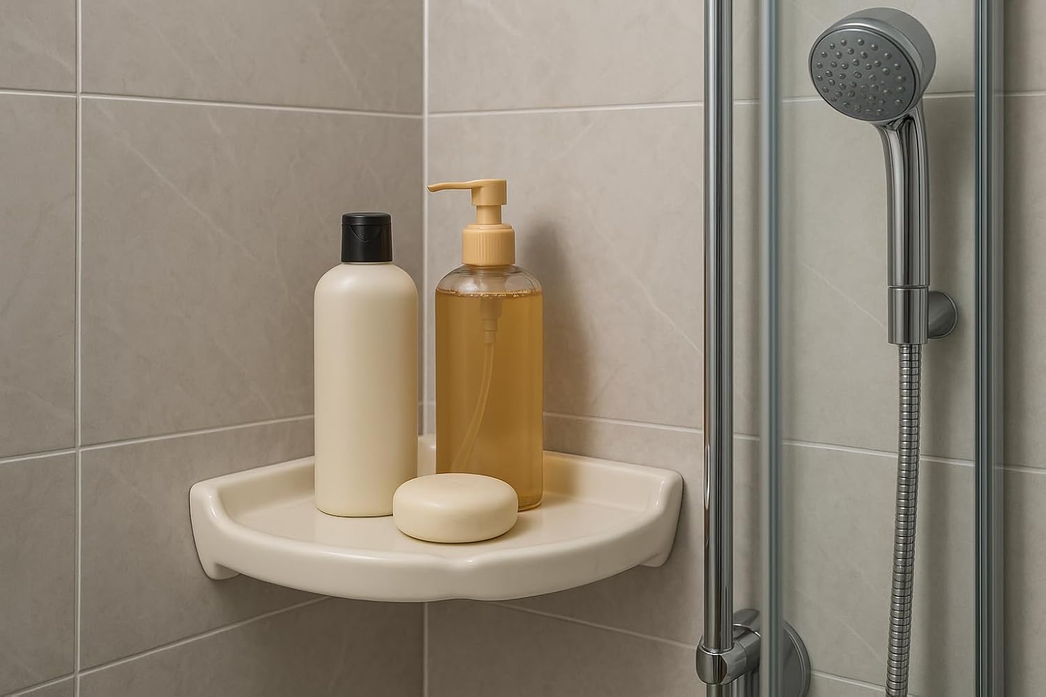 Tenedos Bone Almond Glazed Corner Shelf