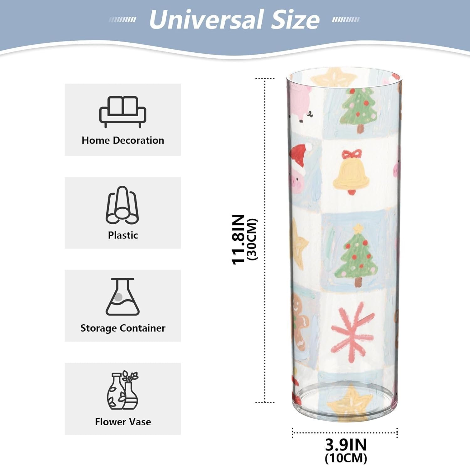 Happy Christmas Pink Pig Plastic Hurricane Vase 118x39 Inch