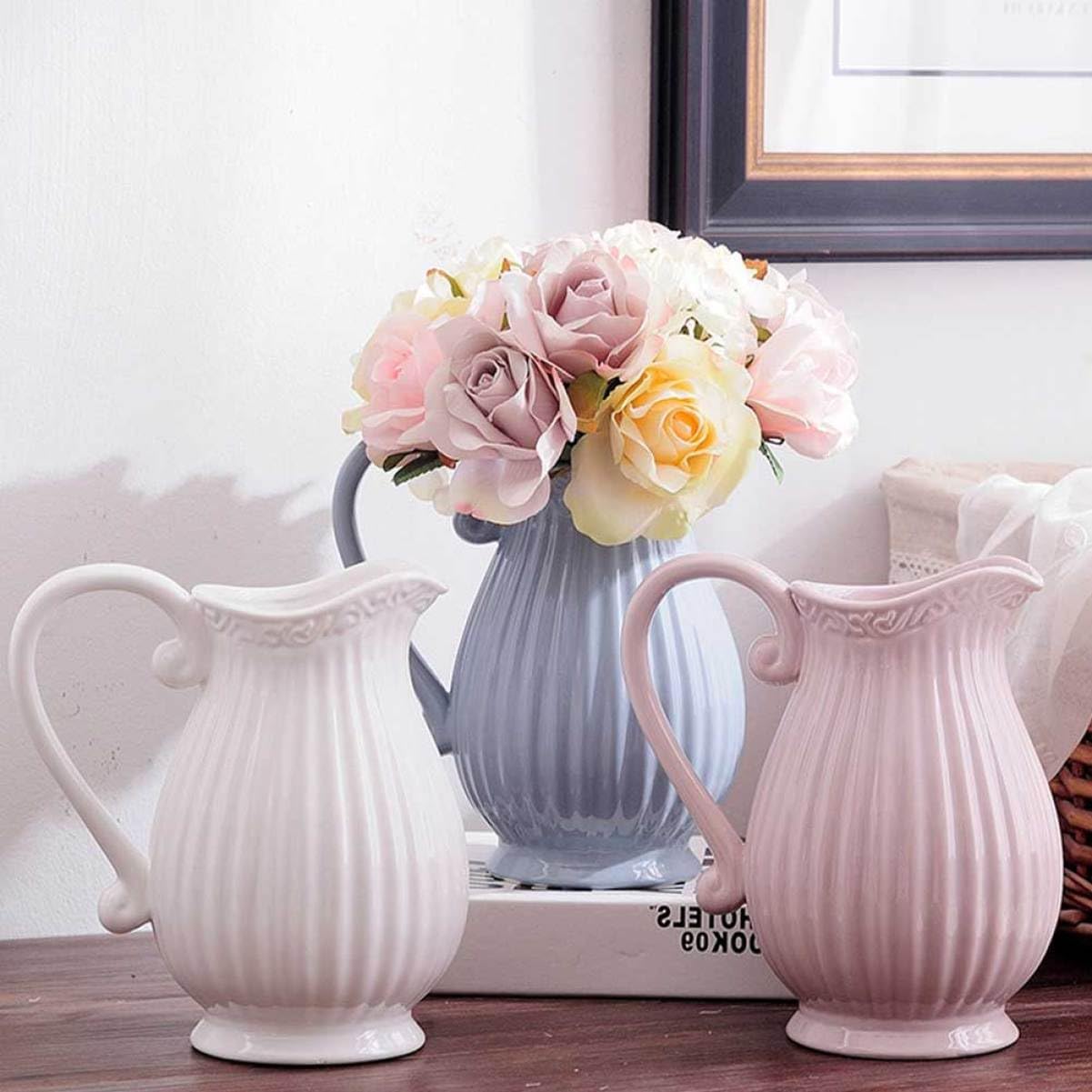 Mobestech Grey Ceramic Dried Flower Vase Home Decor
