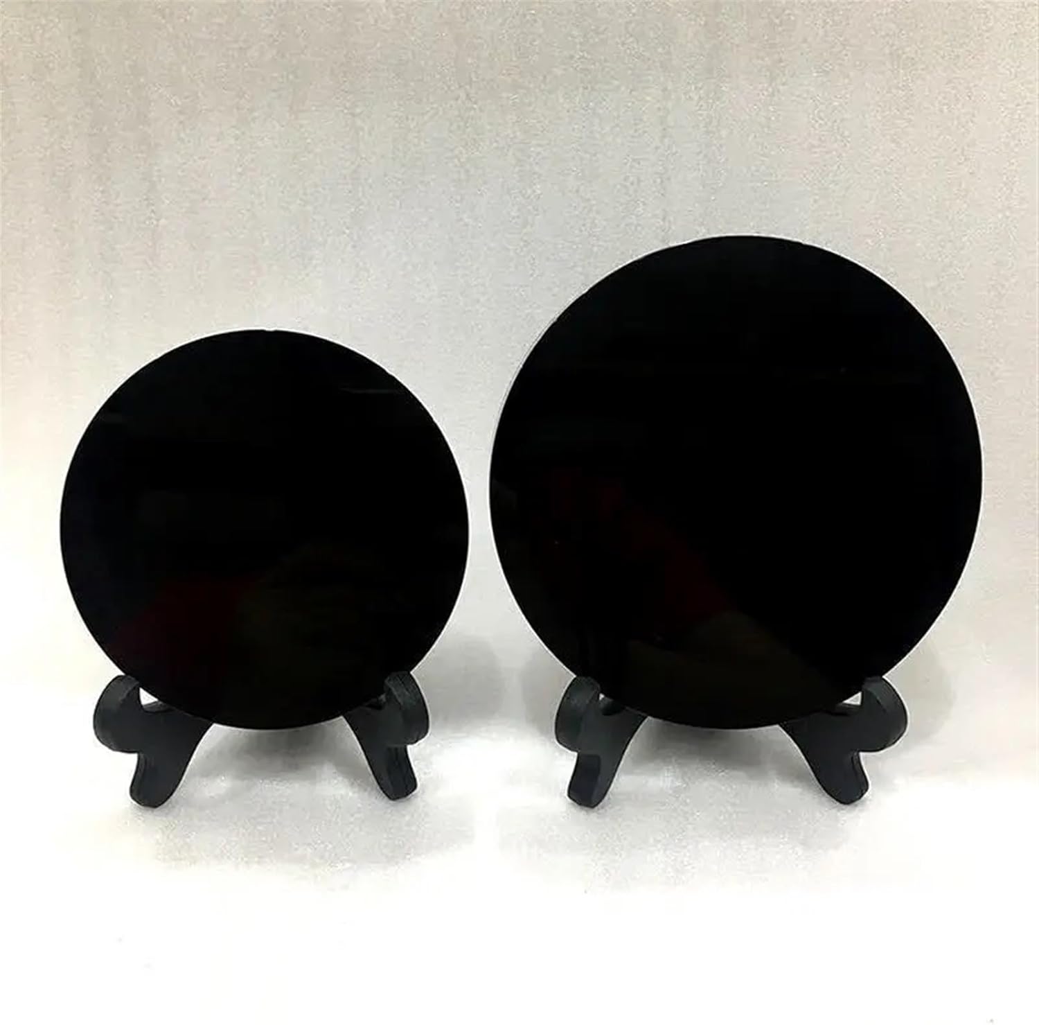 AtkitS Natural Black Obsidian Stone Scouring Mirror 18cm