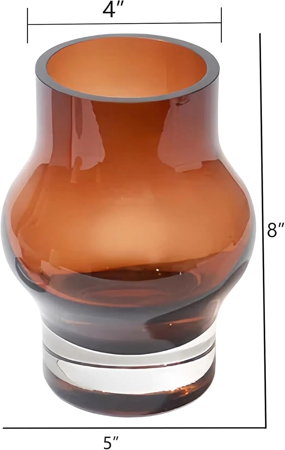 8 Amber Hurricane Candleholder - 35lb Thick Glass Vase