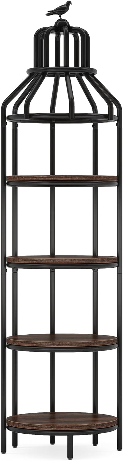 Tribesigns 4-Tier Corner Bookshelf Rustic Brown