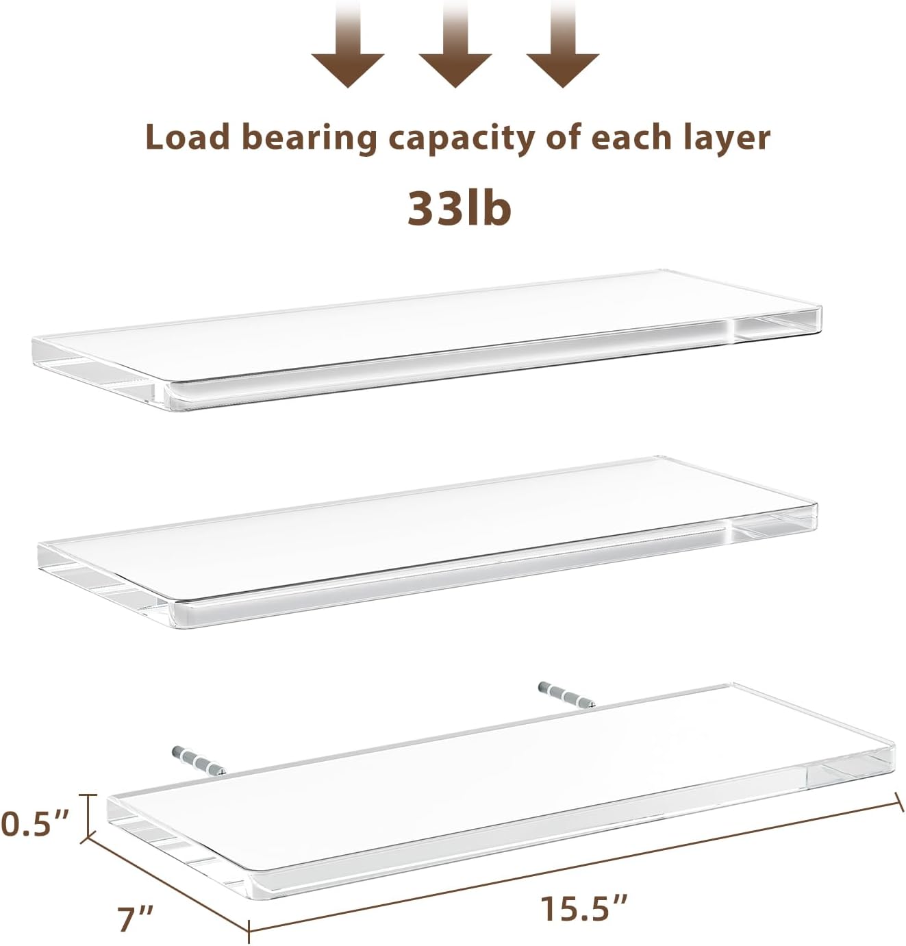 Clear Acrylic Floating Shelves Wall Mount Storage Decor Organizer