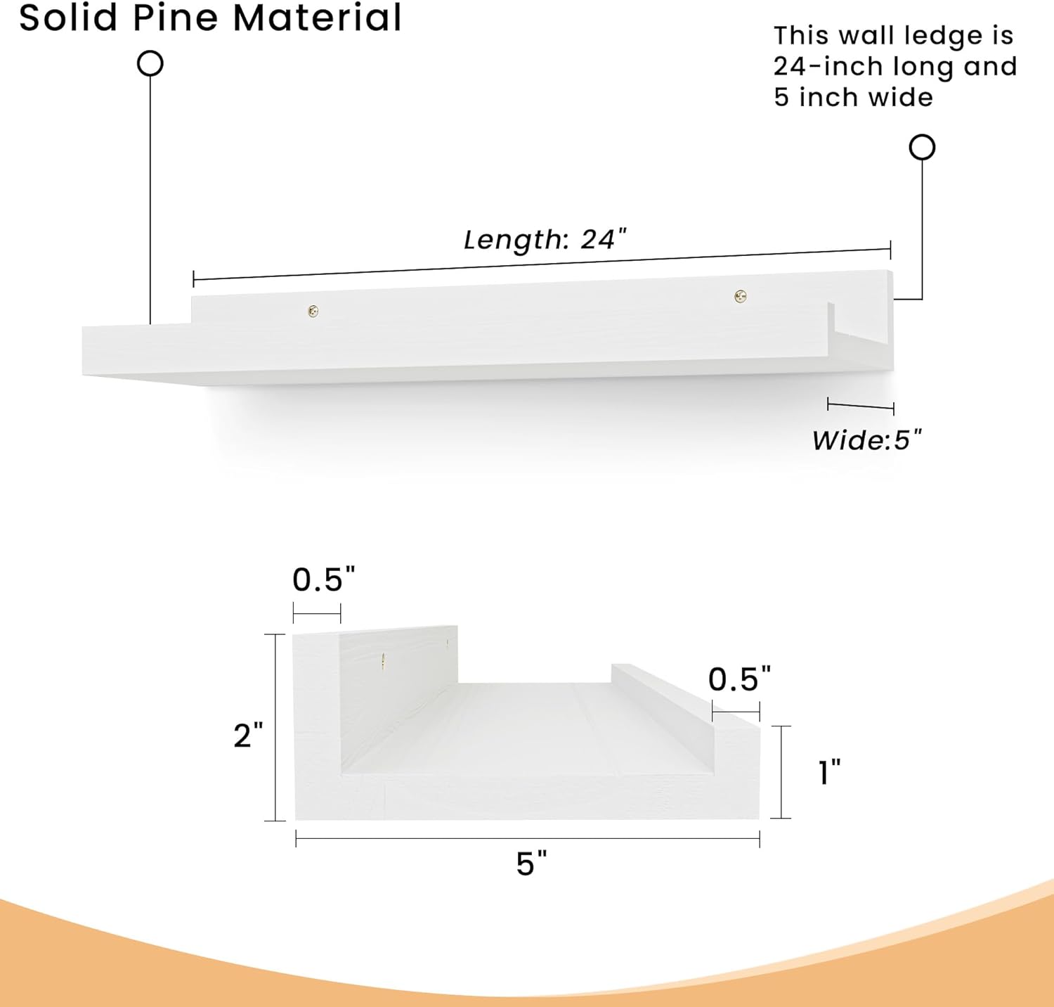 Acovy Floating Shelves for Wall Set of 2 White
