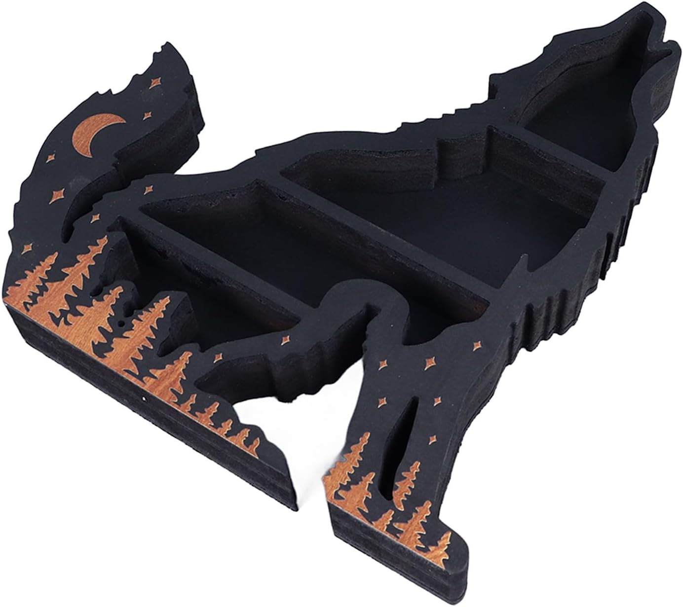 Pssopp Wolf Wooden Crystal Display Shelf