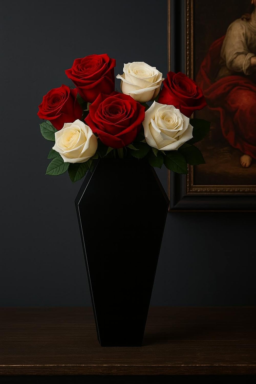 Black Coffin-Shaped Flower Vase - Modern Gothic Decor