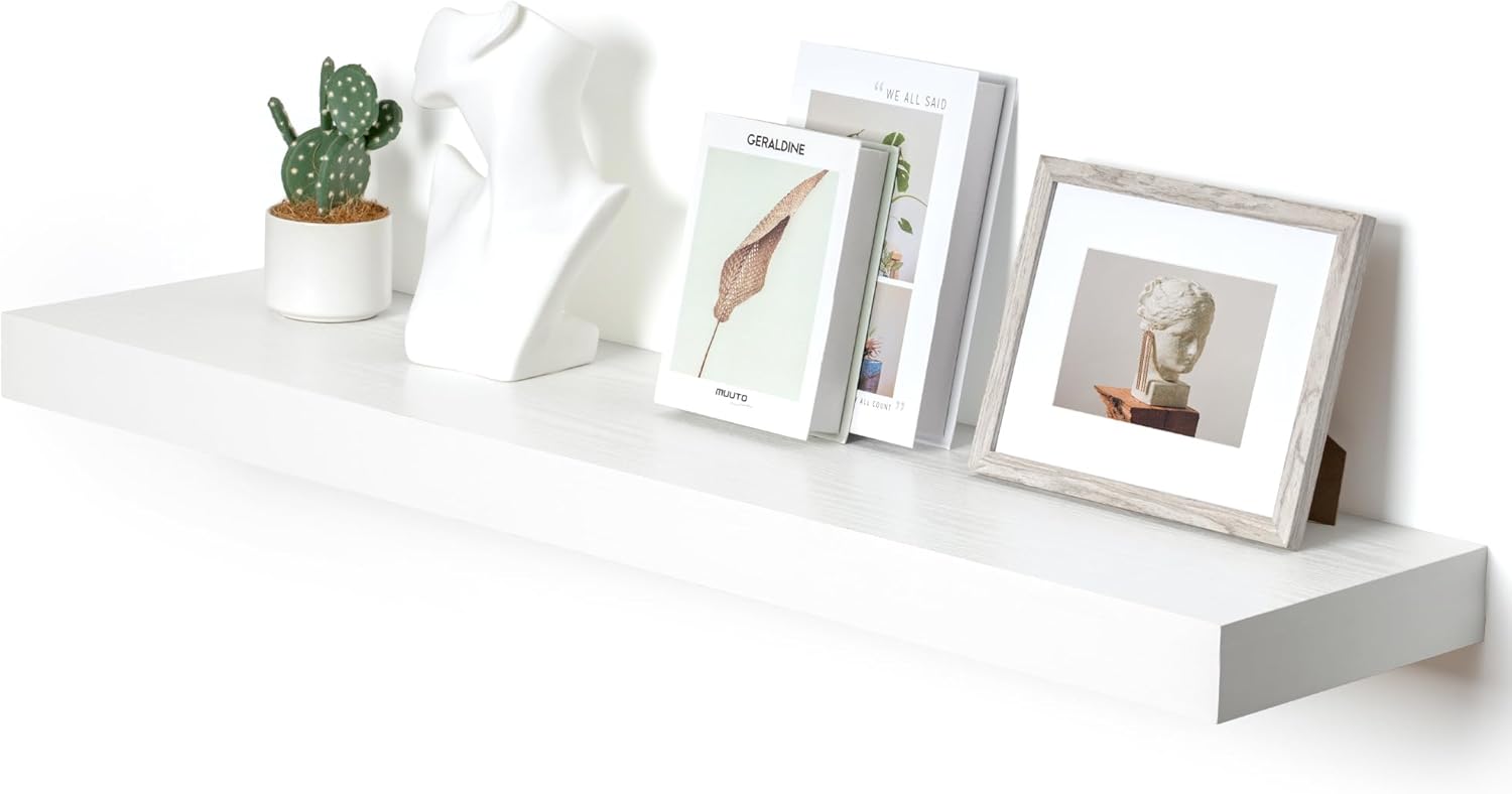 White Floating Shelves 48 Inch Wide x 12 Inch Deep Set of 1