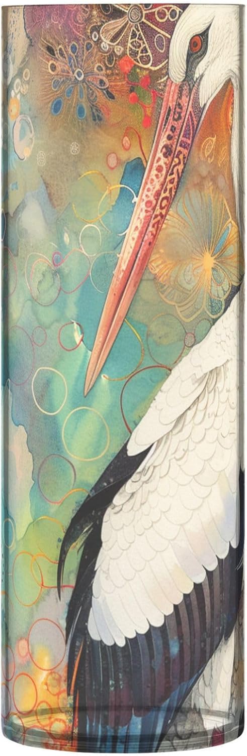 Stork Abstract Watercolor Plastic Hurricane Candle Holder