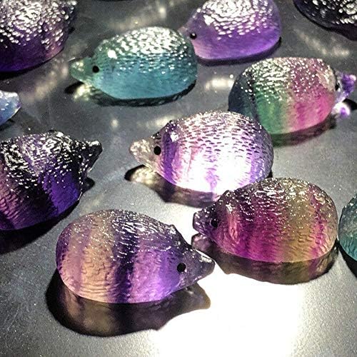 Wixine Natural Quartz Crystal Skull with Rainbow Fluorite Hedgehog Healing Stone