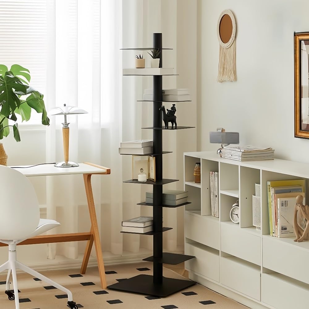 9-Tier Rotating Bookshelf for Living Room and Office