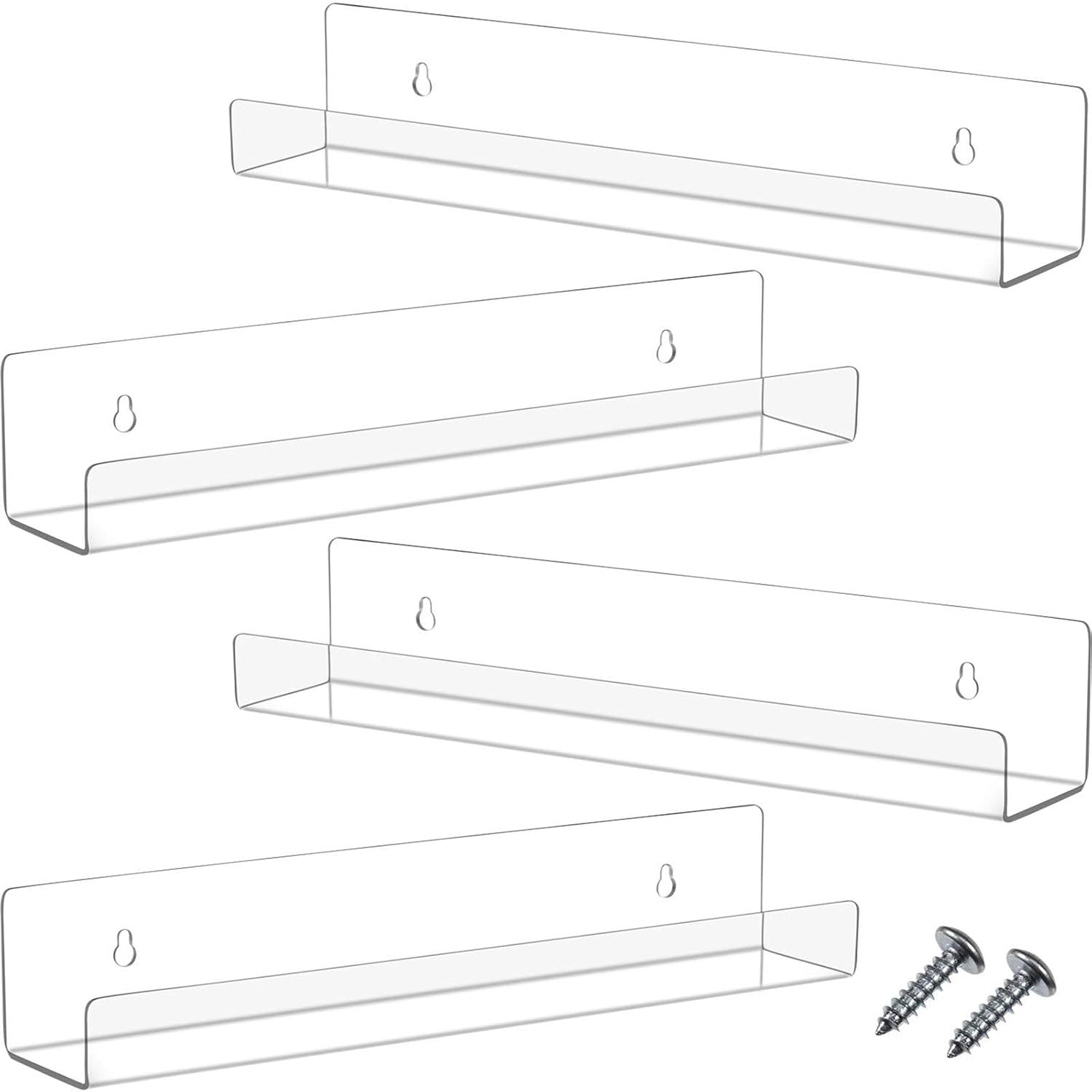 Blulu 4 Pack 14 Inch Acrylic Floating Bookshelf