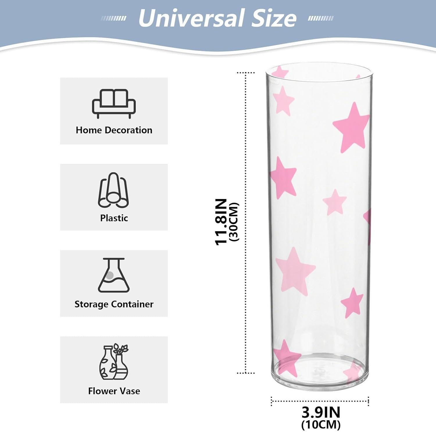 Pink Star Plastic Flower Vase 118 x 39 Inch Decorative