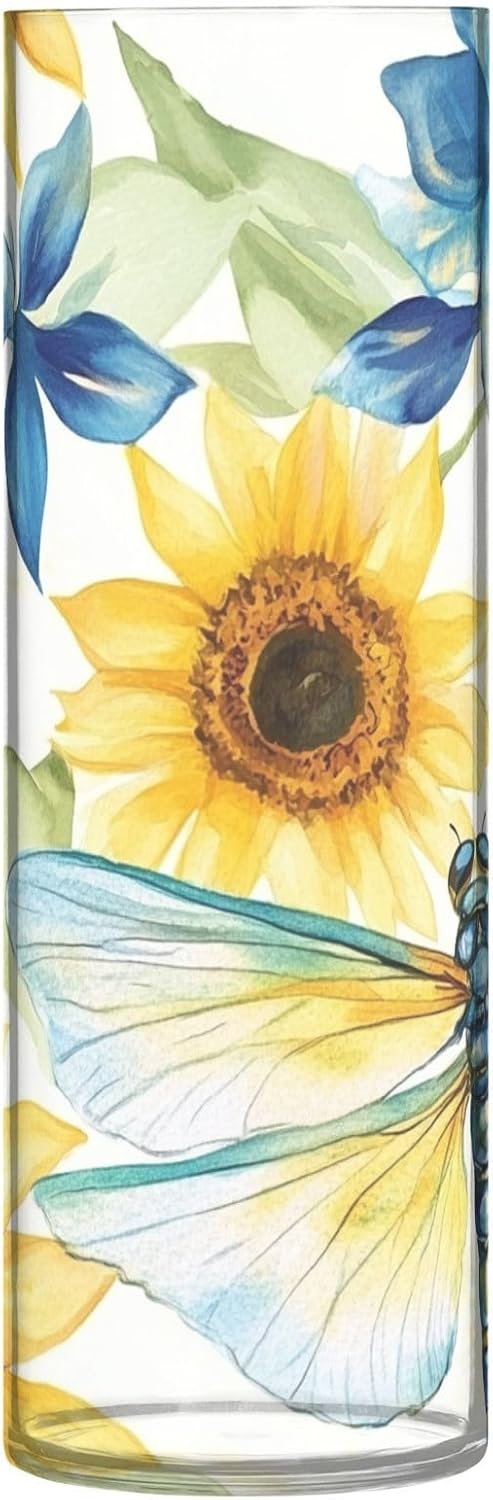 Watercolor Dragonfly Sunflower Floating Candle Holder
