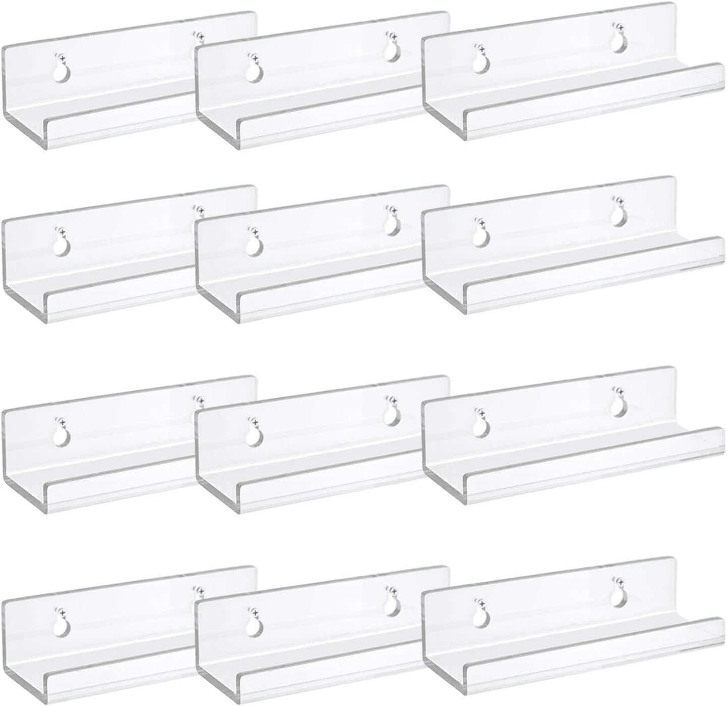 12-Pack 4-Inch Clear Vinyl Record Wall Shelf Mount