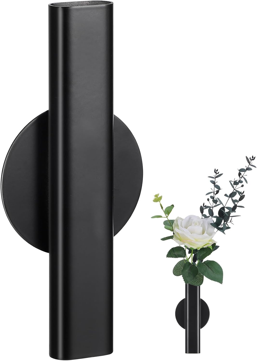 Wall Mounted Flower Tube Black Metal Vase Decor