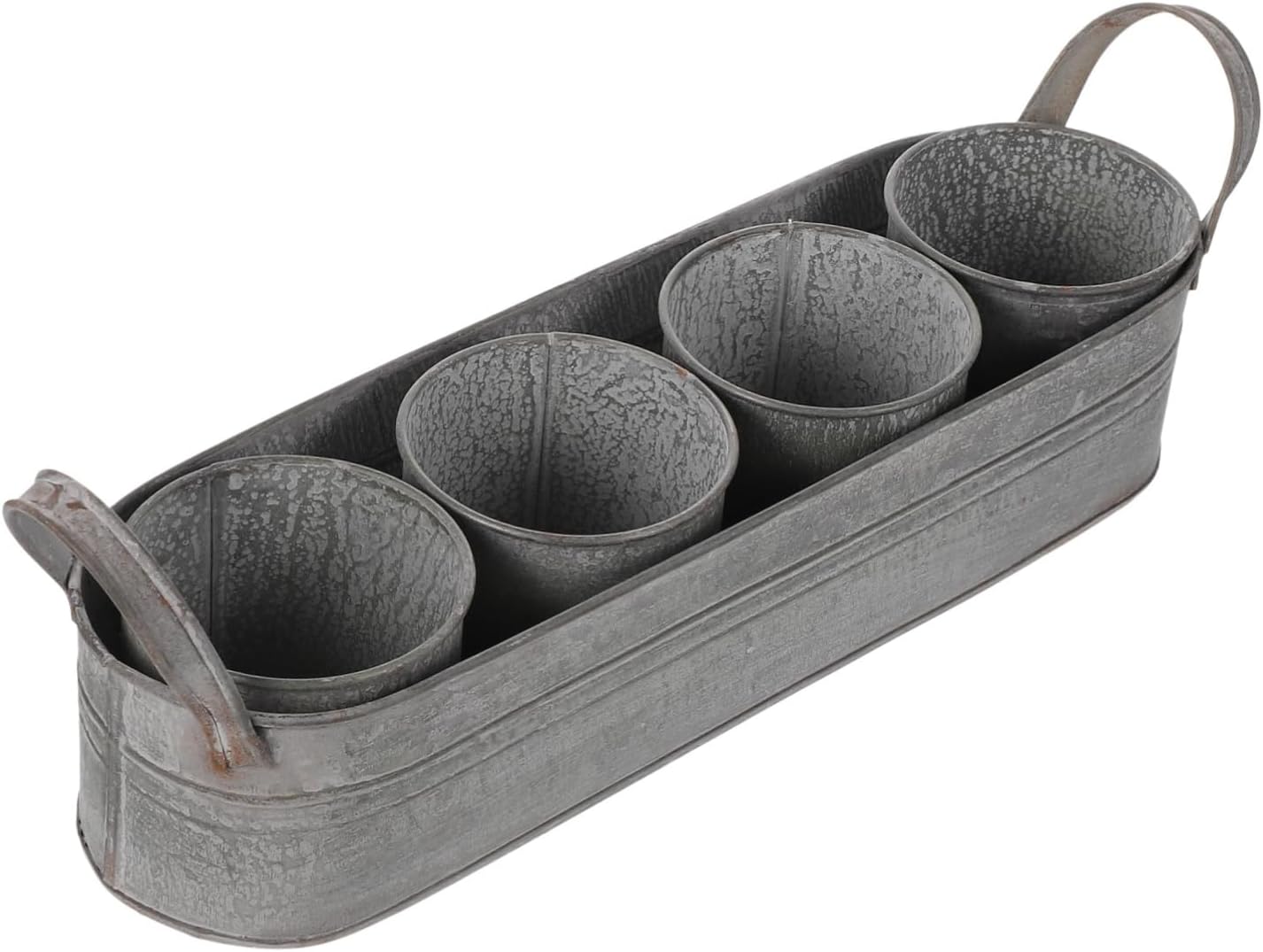 4pcs Iron Flower Pots with Tray Dried Flower Buckets Decorative