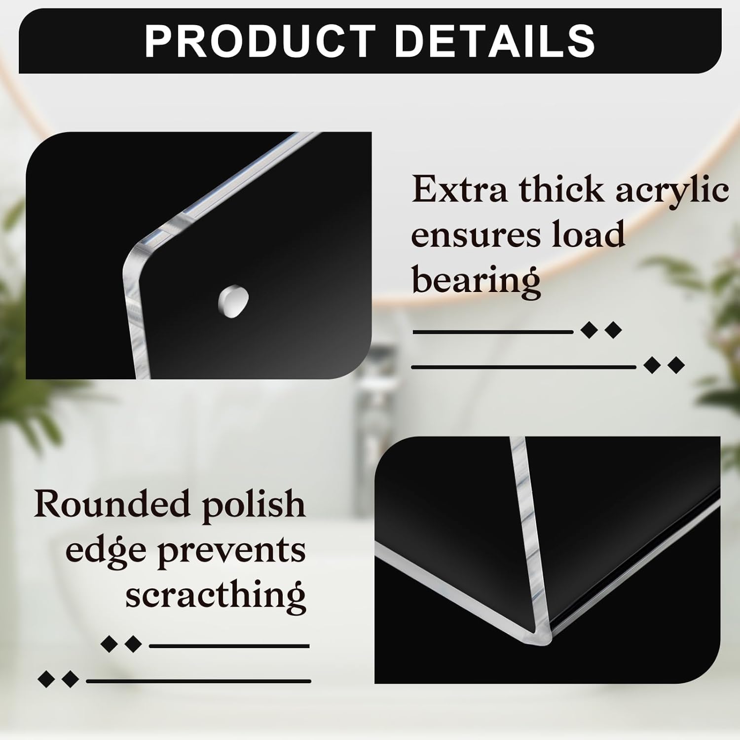 Wenqik 6-Pack Acrylic Floating Shelves for Wall Display