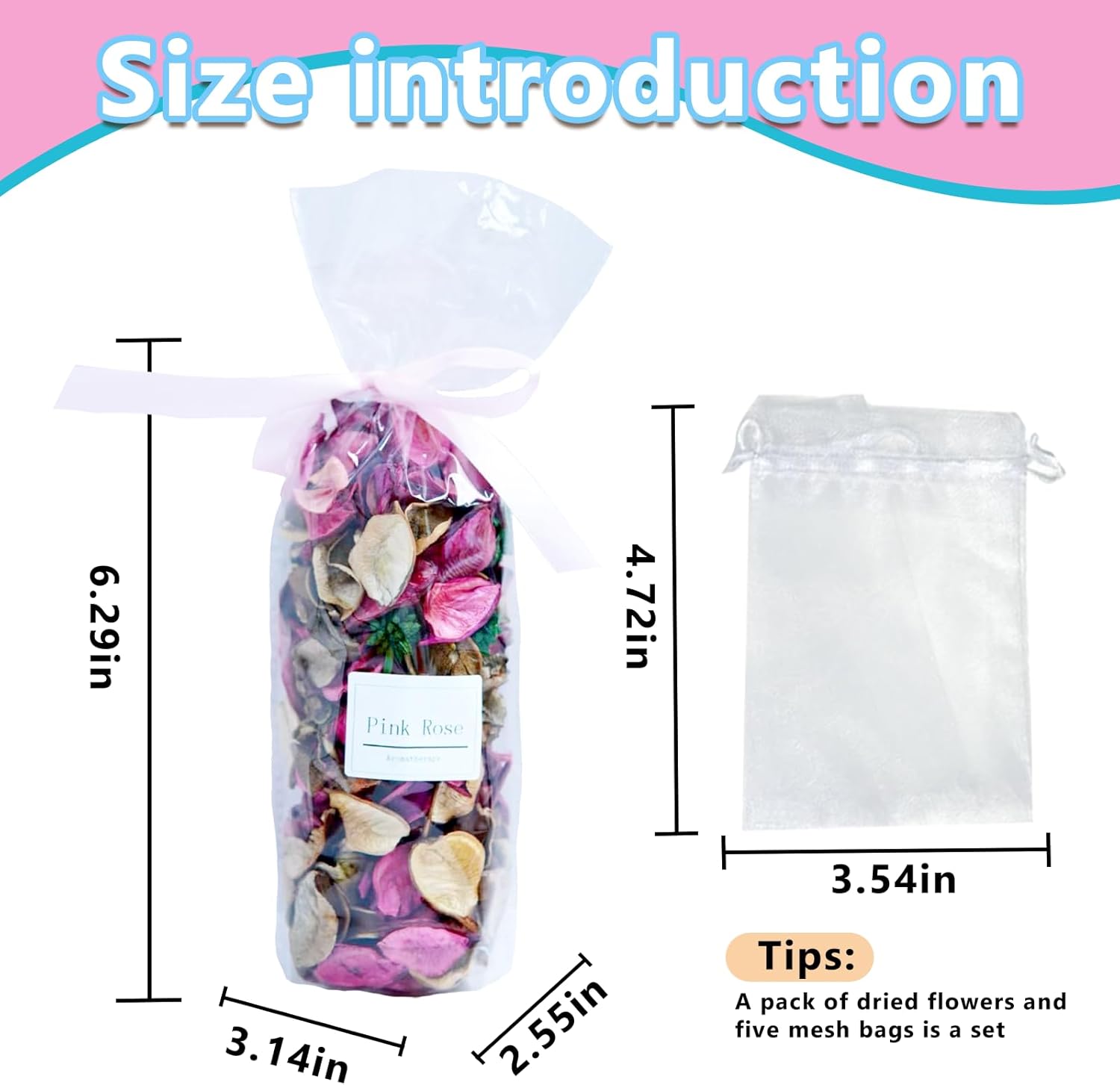 DIY Pink Rose Petal Fragrant Bag Set Queens Flower Happiness