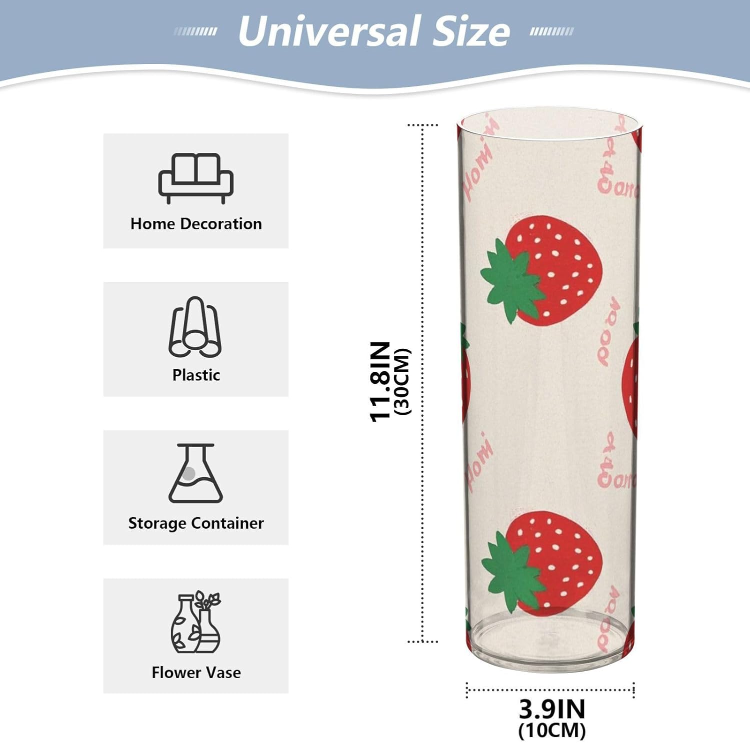 Cute Cartoon Strawberry Beige Plastic Vase 118 x 39 Inch